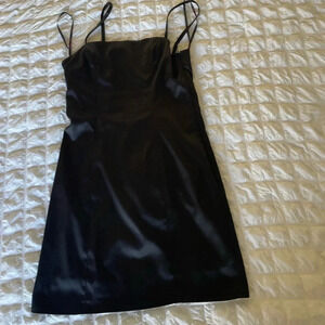 Betsey Johnson vintage black satin mini dress with removable straps